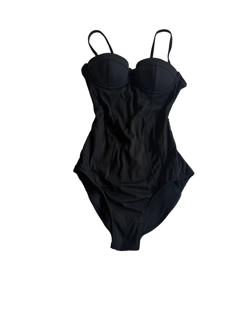 Underwire Black One-Piece Swimsuit with Shaping Panels